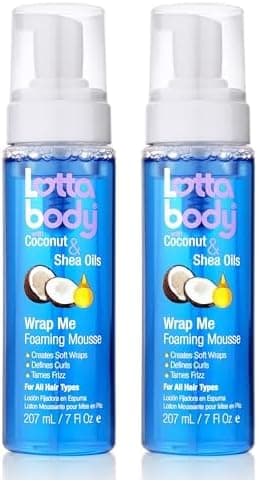 Lottabody Coconut Oil and Shea Wrap Me Foaming Curl Mousse Creates Soft Wraps Hair Mousse for Curly Hair Defines Curls Anti Frizz 7 Fl Oz Pack of 2