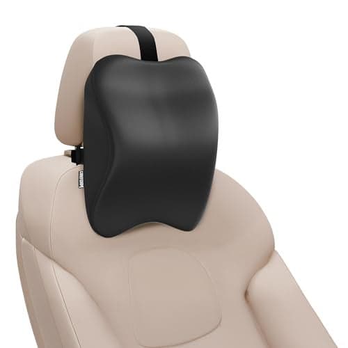 CareFoam Memory Foam Car Neck Pillow for Driving Comfort – Ergonomic Headrest Cushion for Neck & Spine Support – Adjustable Strap, Breathable Washable Cover, Ideal for Long Drives | Black Velvet