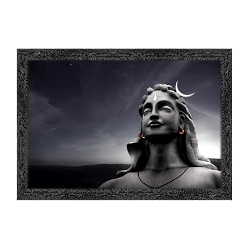 Dharvika Innovations Adiyogi Photo Frame, Black, Sparkle Coated Lamination 242 14 x 20 Inch