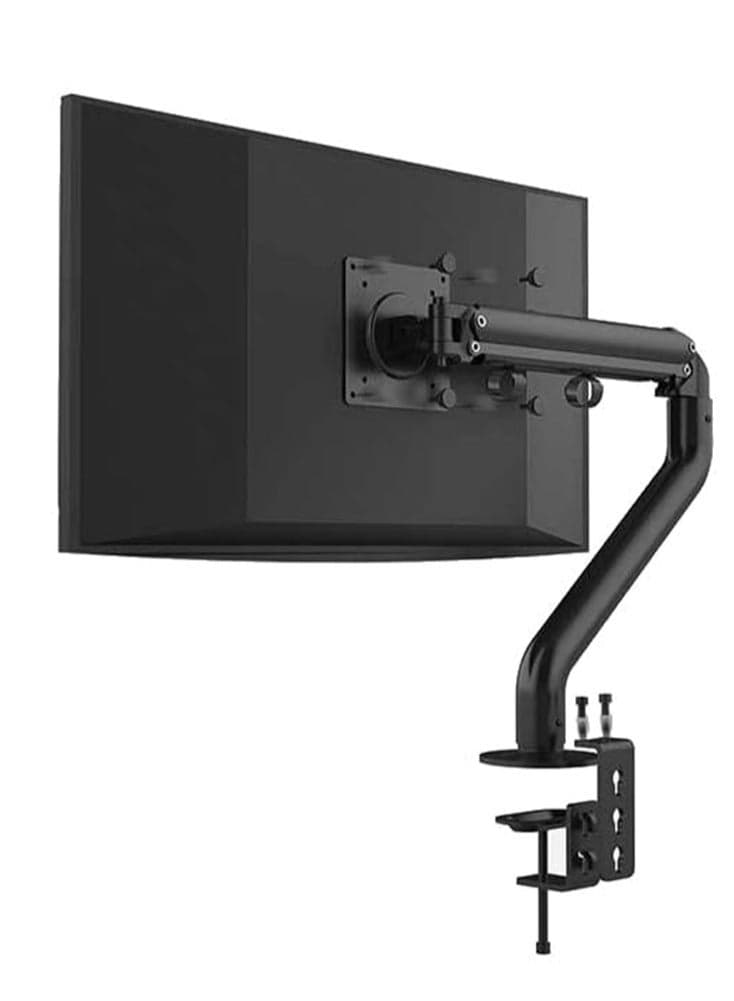 Full Motion Single Monitor Arm Stand, Gas Spring Monitor Arm for 17-32 inch Flat/Curved/Ultrawide Monitor with C-clamp and Grommet