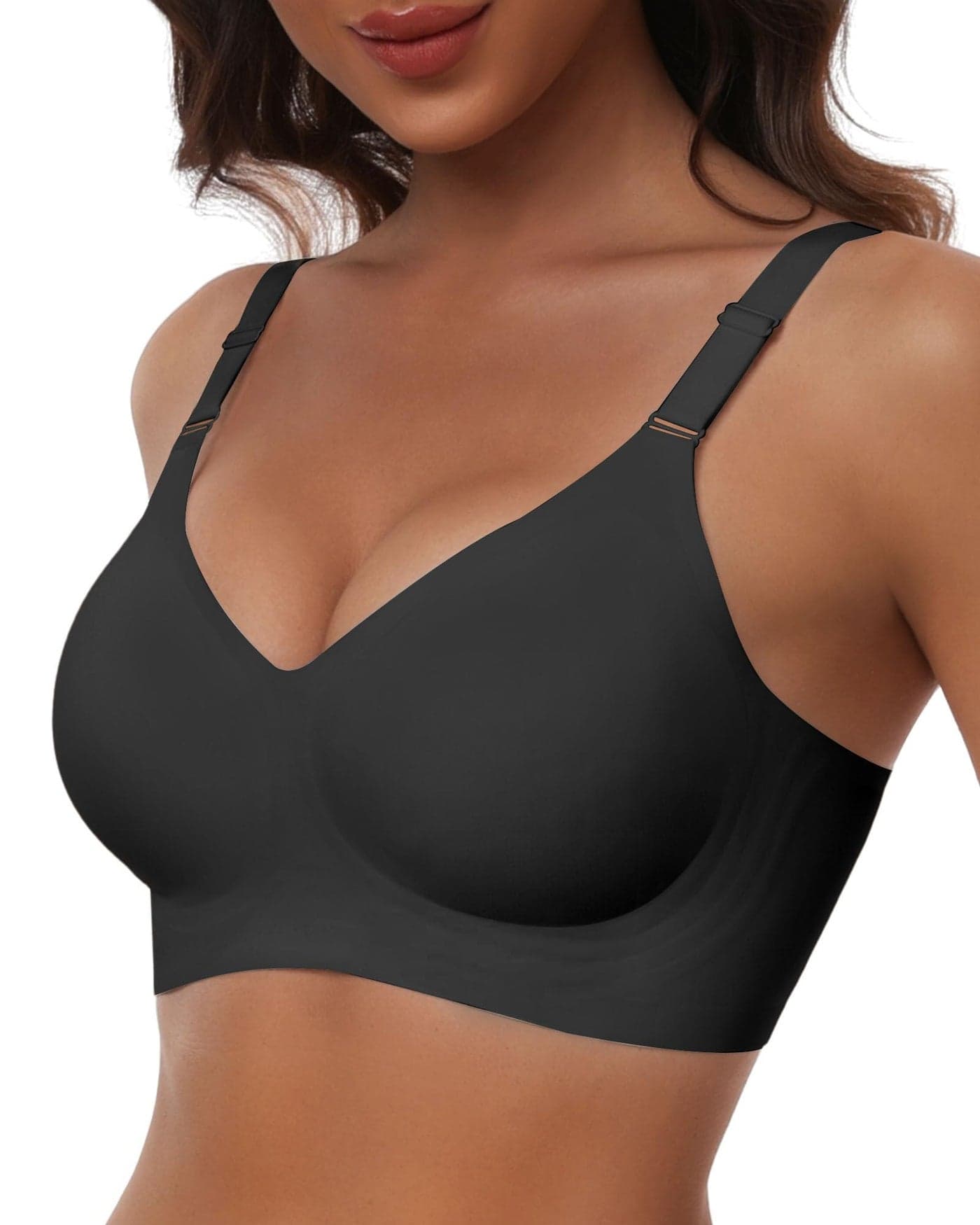 HORISUN Wireless Soft Bras for Women Seamless Wirefree Bra Plus Size(Black 2XL)