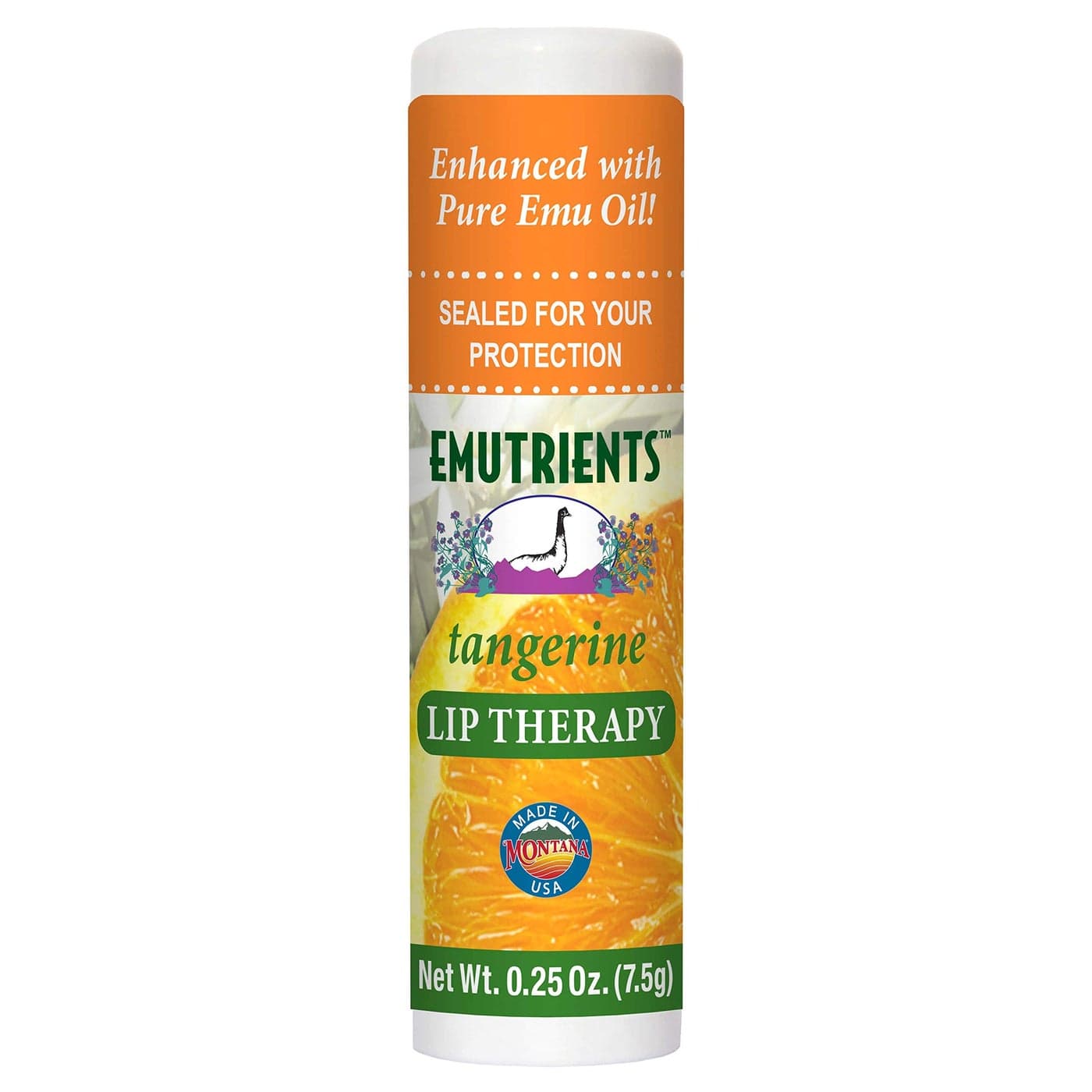 Montana Emu Ranch Lip Therapy Lip Balm 025 Ounce Tangerine Flavor Made with Pure Emu Oil