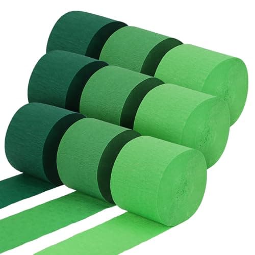 Green Crepe Paper Streamers 9 Rolls 738ft Green Streamers Party Decorations for Wedding Decor Birthday Party Baby ShowerBride Shower DIY Gift Wrapping 177 Inch x 82 FtRoll