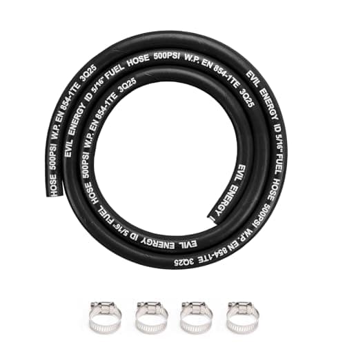 EVIL ENERGY 516 High Pressure Fuel Line Hose 5FT 500 PSI E85 for Fuel Systems Engines NBR Rubber EN8541TE Black