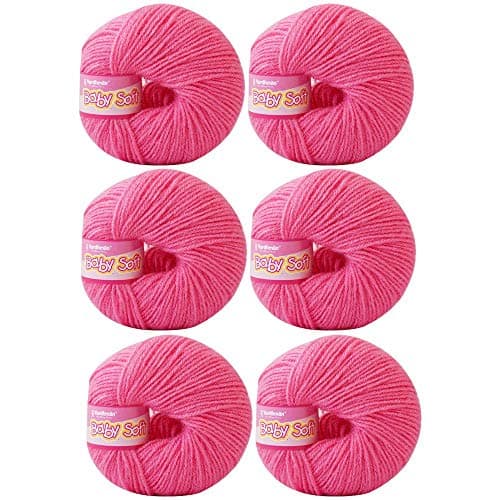 M.G Threads Yarn, Baby Soft Wool, 150g, Carnation Pink, Acrylic, 3mm, Machine Wash, US7/8 Knitting Needle, Standard US Crochet Hook