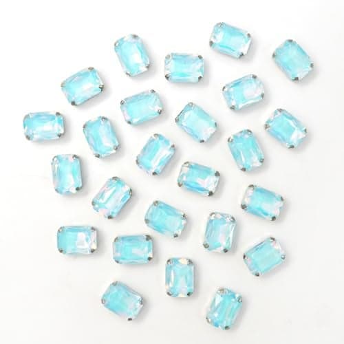 EmbroideryMaterial Sew on Crystal Glass Stones/Rhinestones/Gemstones/for Craft, Embroidery Work, Jewellery Making, Wedding Dress Embellishments (Rectangle Shape, 10X8MM, 25 Pieces)