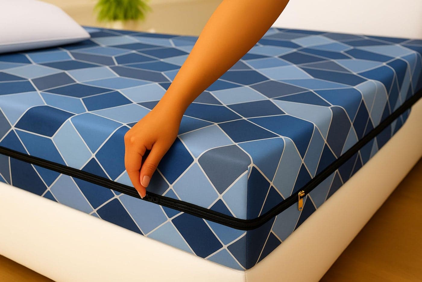 House Fox 3x6.25 Cotton Mattress Cover Single Bed (75x36x6 inch) with Zipper| Non-Shrink Heavy Fabric | Strong Zip with Metal Lock | Interlocked Stitching | 360 Degree Fully Covered