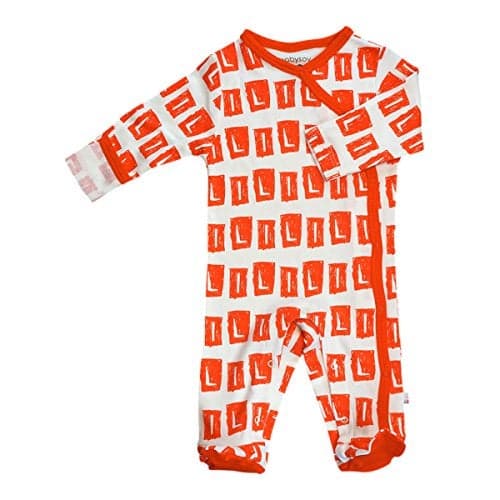 Babysoy Organic Newborn Baby Alphabet Footie Onepiece with Feet (06-12 Months, L)