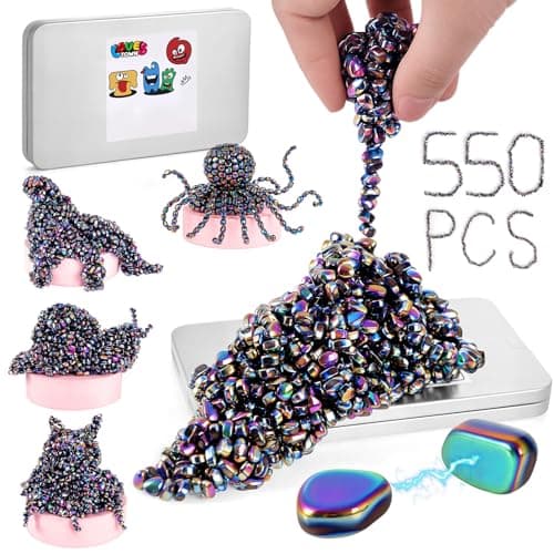 LovesTown 550PCS Ferrite Putty Stones Fidget Magnetic Beads Fidget Toys for Teens Stress Relief Gifts for Adults Coworkers