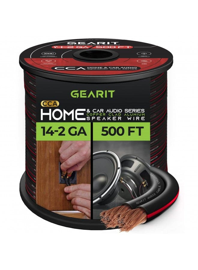 14AWG Speaker Wire, GearIT Pro Series 14 AWG Gauge Speaker Wire Cable (500 Feet / 152.4 Meters) Great Use for Home Theater Speakers and Car Speakers Black