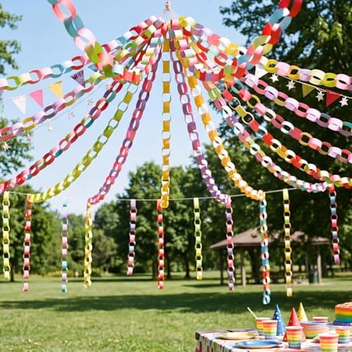 Lincia 600 Sheet Paper Chain Garland Strips 1x8 Inch with Double Sided Tape DIY Construction Paper Chains for Birthday Wedding Holiday Party Decorations Crafts Supplies Mexican Festival