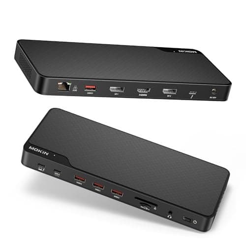 MOKiN Thunderbolt 4 Dock 16 Ports Laptop Docking Station Dual Monitor for MacBook Docking Station 3 Monitors for Windows with 150W DC PowerTB4 Cable25 Gigabit EthernetThunderbolt Certified