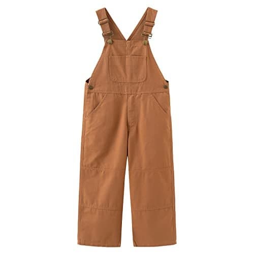 GRANDWISH Boys Canvas Bib Overalls Kids Brown Overalls 12