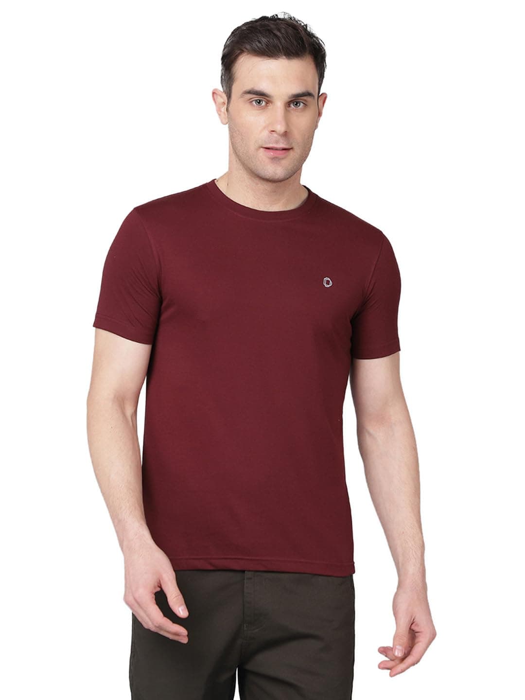 Dollar Super Combed Cotton Mens Solid T-Shirt Maroon