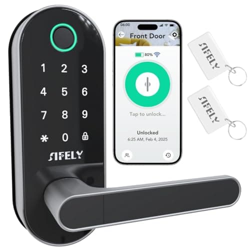Built-in WiFi Smart Lock with Handle & Keypad: Sifely Keyless Entry Front Door Electronic/Electric Digital Fingerprint Deadbolt Knob, Remote Access, Auto Lock, App Control (No Gateway/Hub Needed)