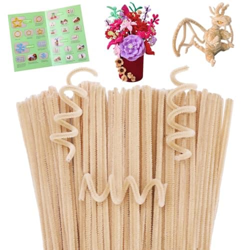 Giwrmu 100 Pieces Pipe Cleaners Chenille Stem Apricot Pipe Cleaners Craft Fuzzy Sticks Craft Supplies for Mothers Day Creative Handmade DIY Art Gifts for Mom Craft Project