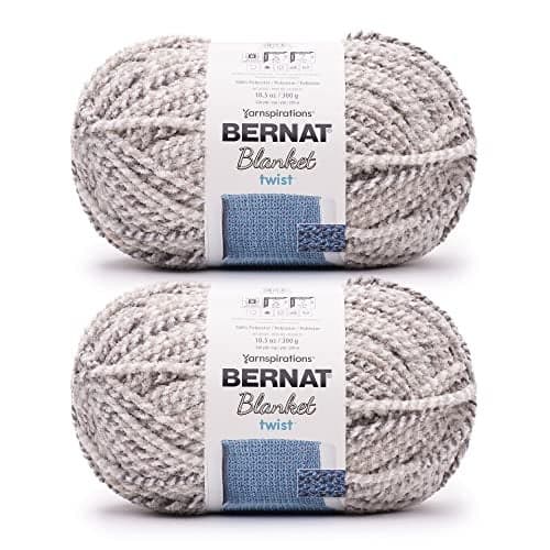 Bernat Blanket Twist Dove Yarn - 2 Pack of 300g/10.5oz - Polyester - 6 Super Bulky - Knitting/Crochet