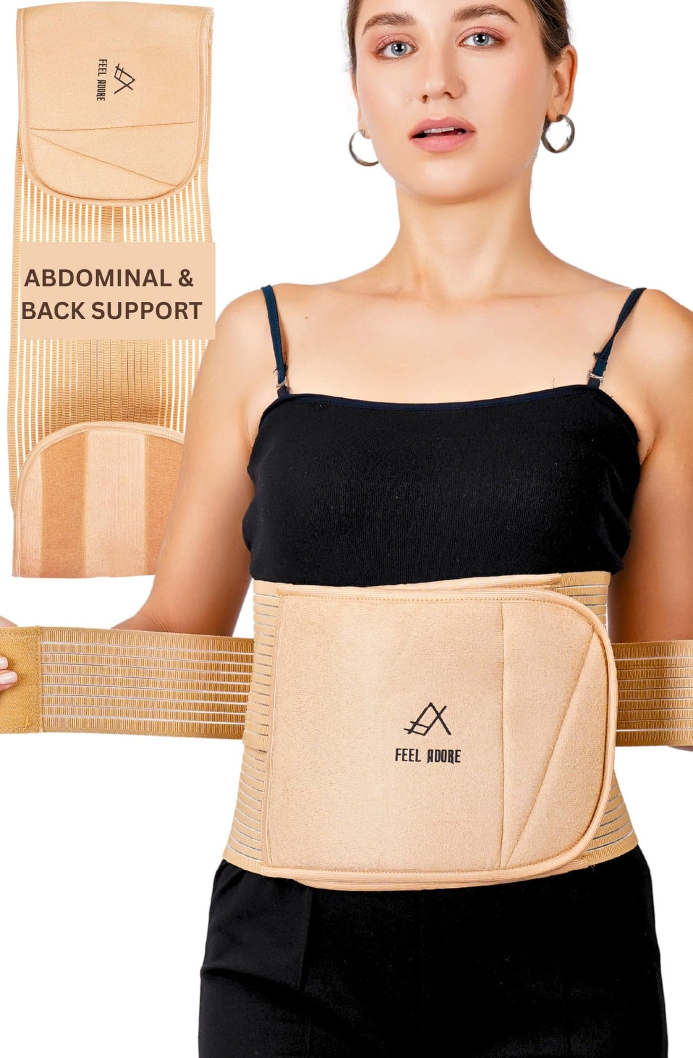 FEEL ADORE Maternity Postpartum Belt for after Delivery (c section & normal), Waist & Abdominal Support after C-Section - after Pregnancy Recovery Belt, Back Pain relief belt, belly shaper, tummy tucker (Small to Medium)