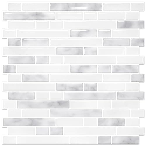 STICKGOO Peel and Stick Backsplash - 10 Sheets of 12”×12” - 3D Self Adhesive Peel and Stick Tile Backsplash for Kitchen & Bathroom