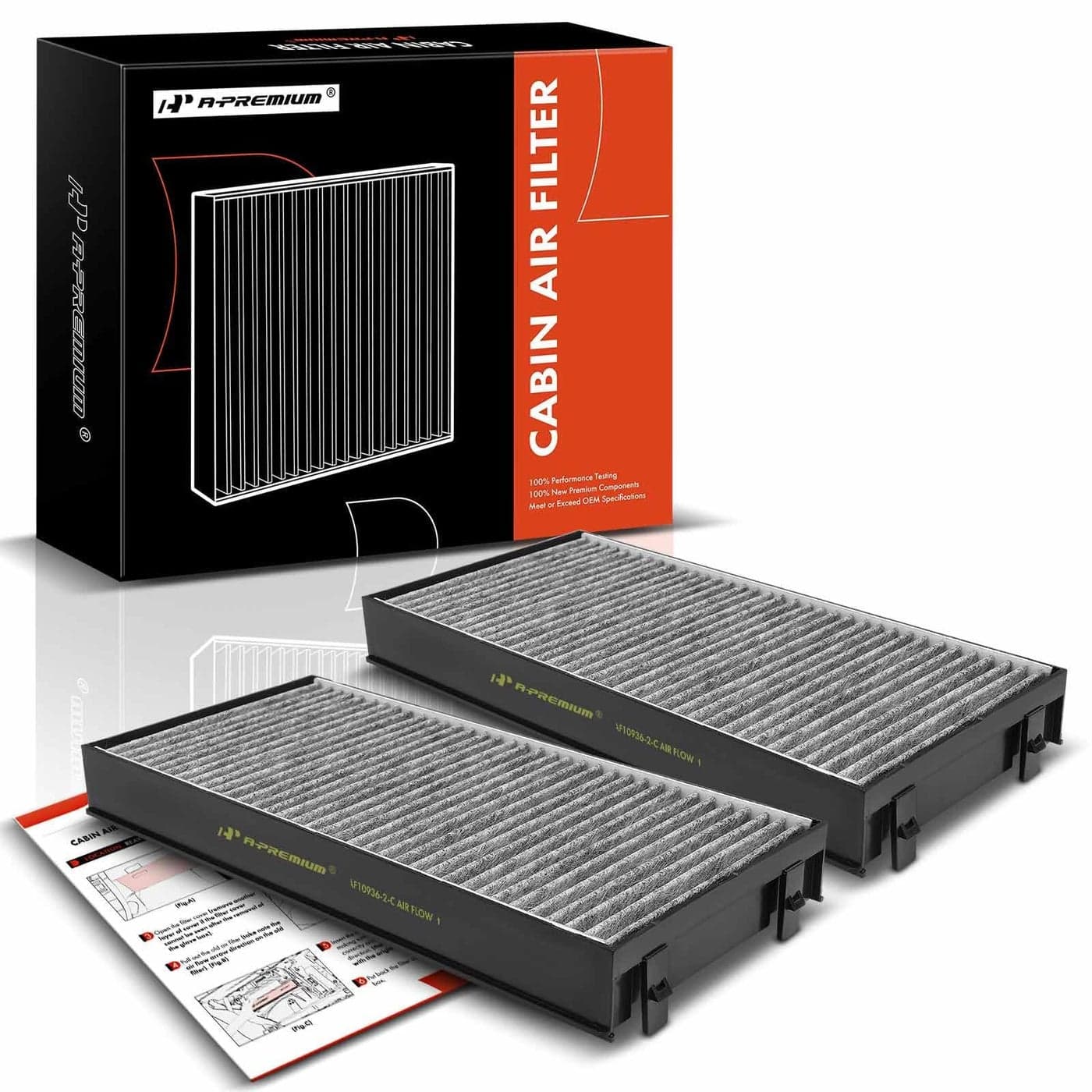APremium 2PC Cabin Air Filter with Activated Carbon Compatible with BMW X5 20072019 X6 20082019 Replace 64116945594 64119248294