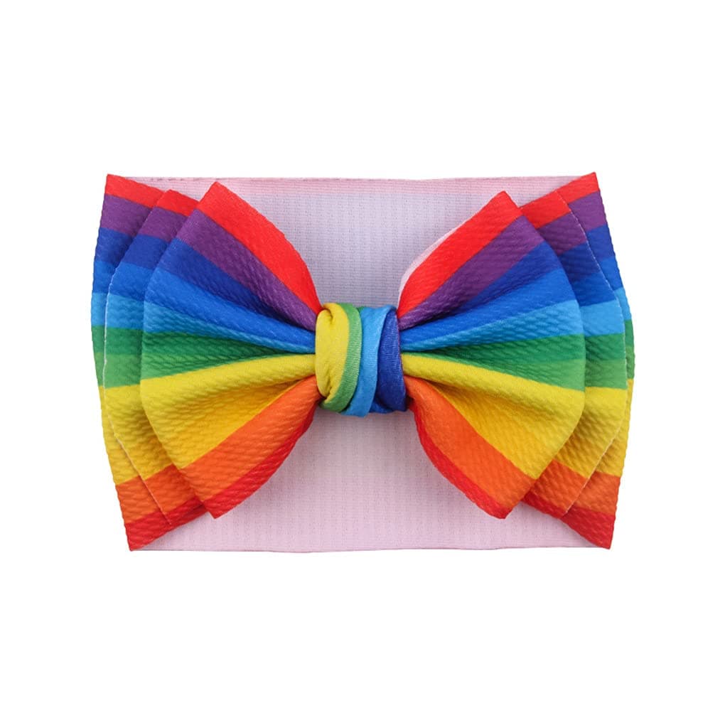 BBTDIN Baby Rainbow Headband Turban With Bow Girls Rainbow Hair Band Bowknot JBC19 TurbanB