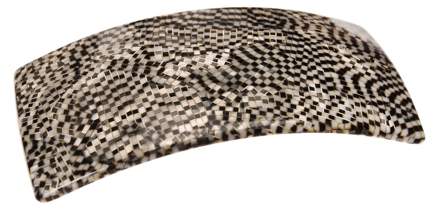 France Luxe Wide Rectangle Barrette - Opera Silver