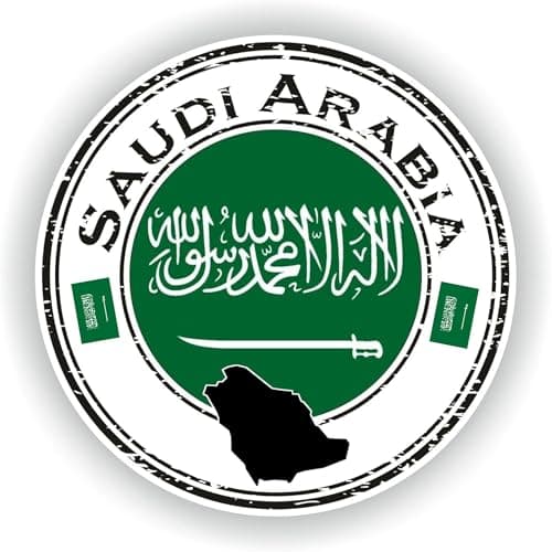Saudi Arabia Flag Vinyl Sticker 6 Inch Round Waterproof Decal for Car Laptop Wall Door Window Country Pride Sticker
