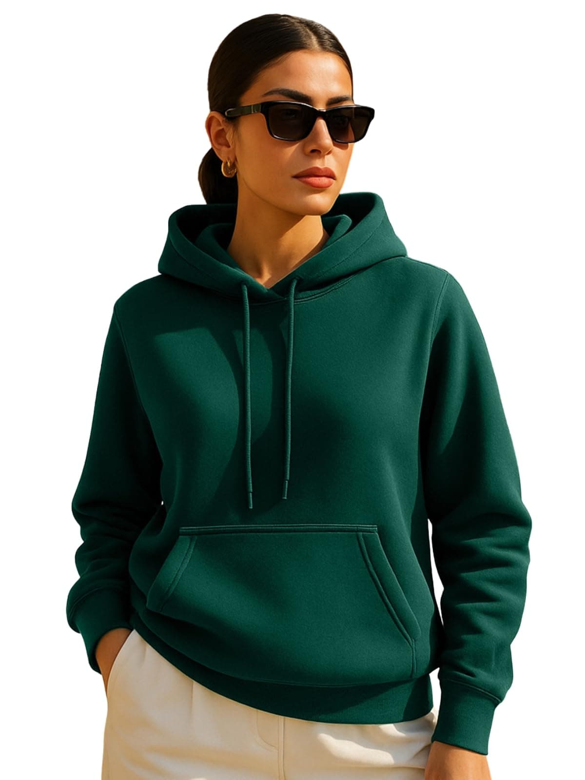 JUNEBERRY Casual Solid Full Sleeves Women Stylish Hooded Neck Fleece Hoodie for Winter_JB_W02_SP_G117_L