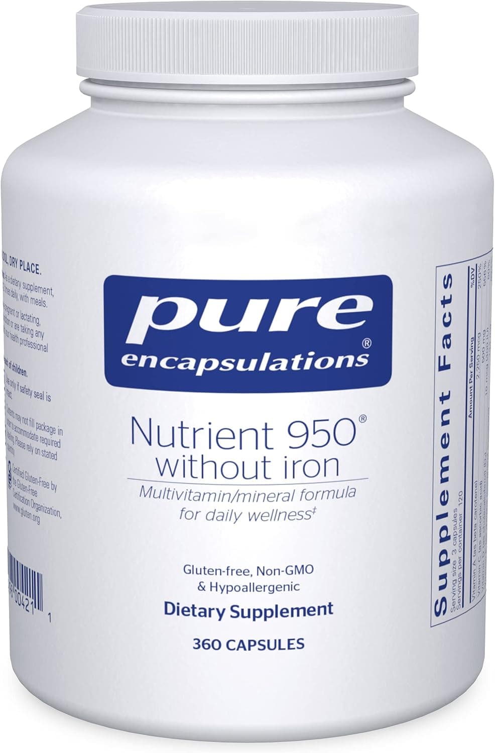 Pure Encapsulations Nutrient 950 Without Iron Supplement to Support Cardiovascular Immune and Cellular Health Bones Hormone Metabolism and Carbohydrate Utilization 360 Capsules