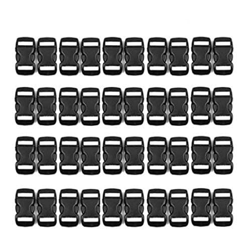 YQBOOM 3/8 Inch, 120 Pack Black Plastic Side Release Buckle for Paracord Bracelets (3/8")