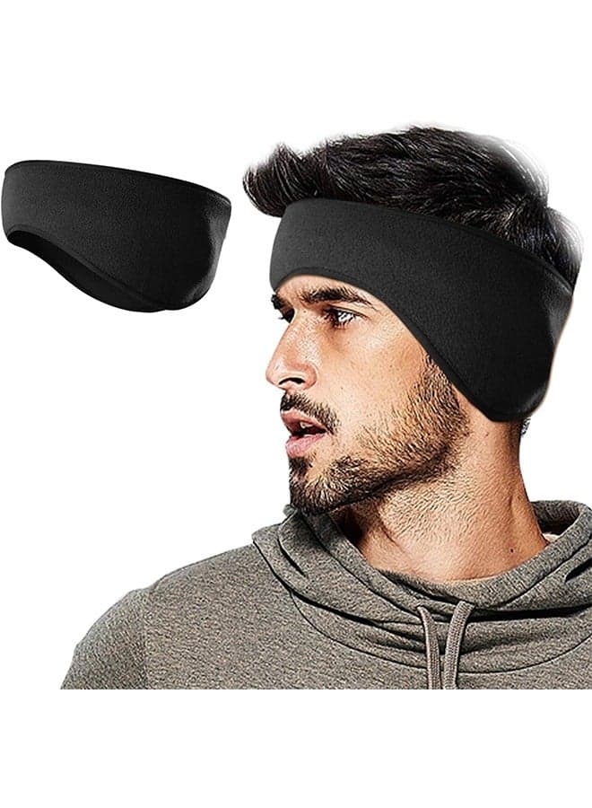Ear Warmer Headband for Women Men Winter Fleece Thermal Cold Weather Windproof Covers Soft Full Cover Band Fitness Running Cycling, Black