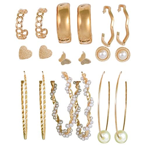 Fashion Frill Delicate Ad Geometric Gold Plated Stud & Drop Earring For Women Girls Western Stylish Latest Fancy Earrings Set Gift for Sister Combo (Bohemian)