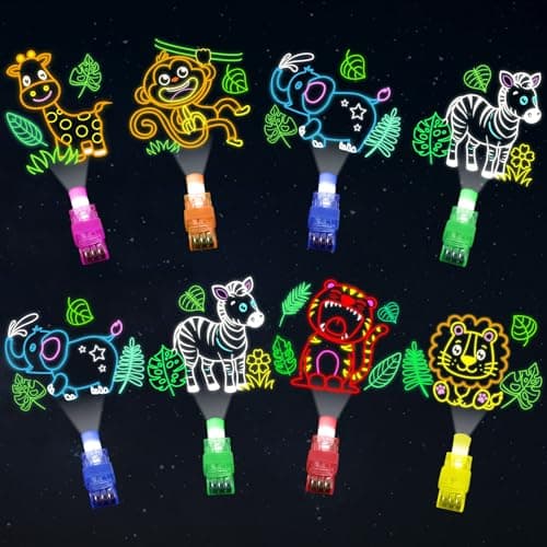 36Pcs Safari Animal LED Finger Lights Jungle Animal Party Favors Glow in the Dark Light Up Finger Light Jungle Themed Toys Bulk for Kid Birthday Party Goodie Bag Stuffer Birthday Gifts Classroom Prize