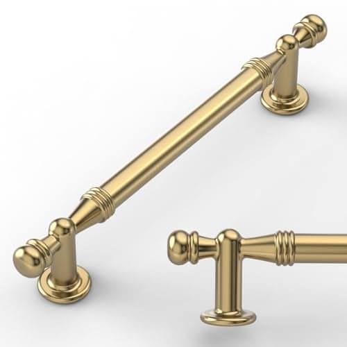 Amerdeco 10 Pack Champagne Bronze Cabinet Pulls 5 Inch128mm Hole Center Drawer Pulls Cabinet Hardware Kitchen Cabinet Handles for Bathroom ZH0083