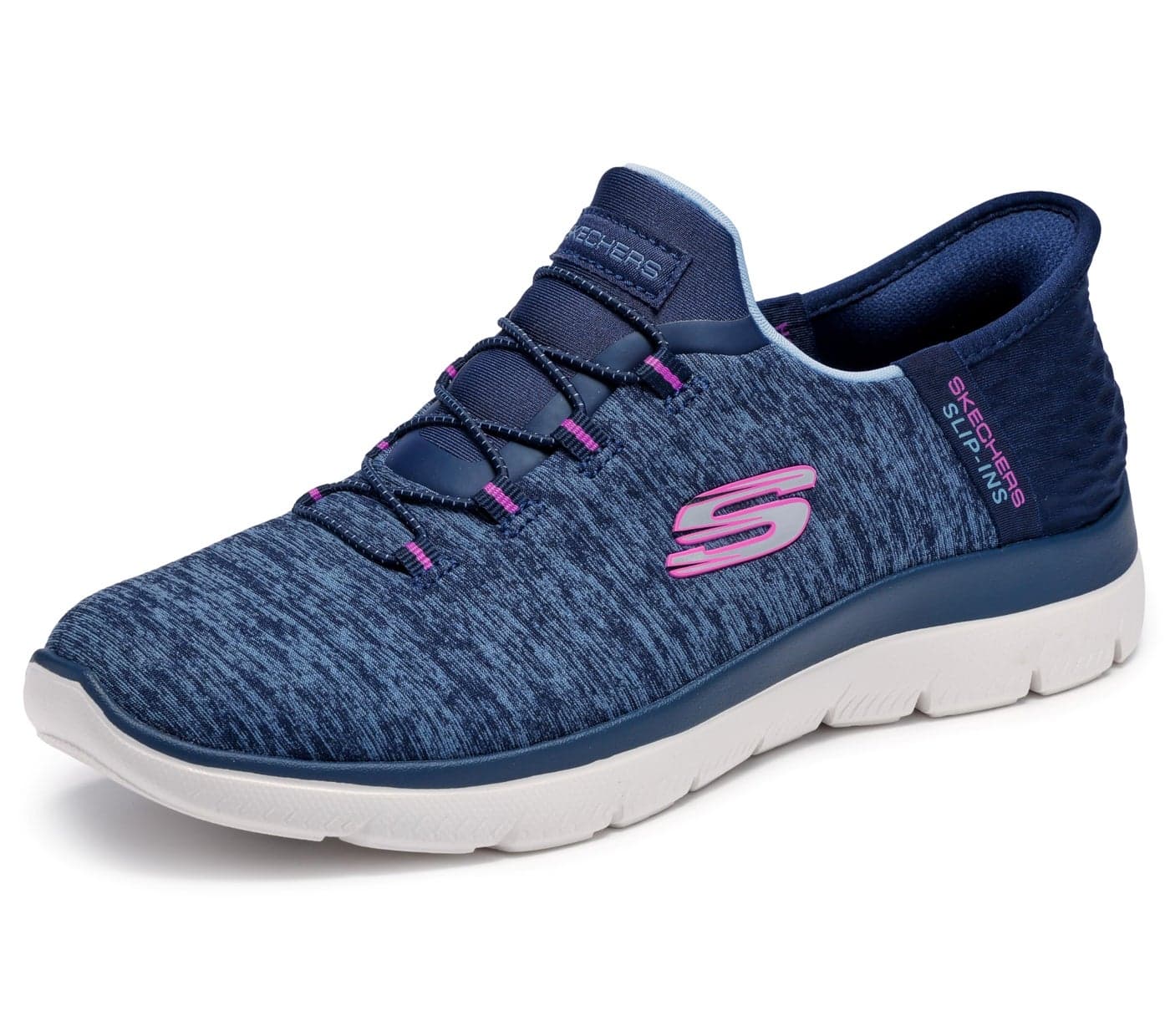 Skechers Women's Summits Hands-Free Slip-Ins – Memory Foam Insole, Heel Pillow, Vegan Materials Sneaker, Navy Purple, 12