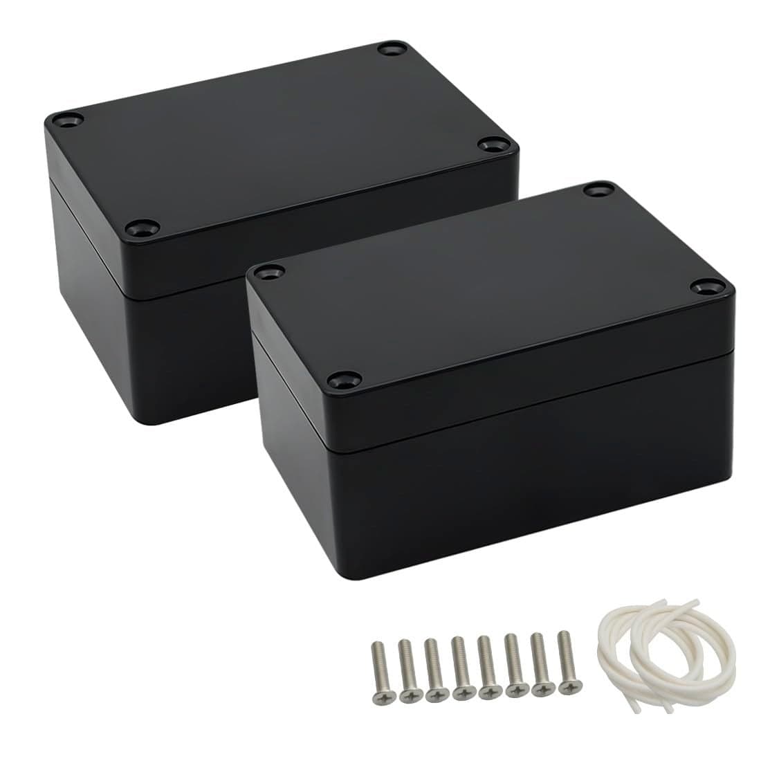 LeMotech Junction Box IP65 Waterproof Project Box Dustproof ABS Plastic Electrical Boxes Universal Enclosure for Electronic Black 393x 268x 197 inch 100 x 68 x 50 mmPack of 2