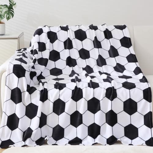 Niopos Soccer Blanket Soccer Gifts for Boys Girls 812 Coach Team Gifts Birthday Bedroom Stuff Black White 40x50 inch