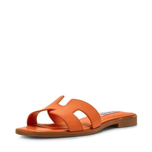 Steve Madden Women's Hadyn Sandal, Orange Leather, 8.5
