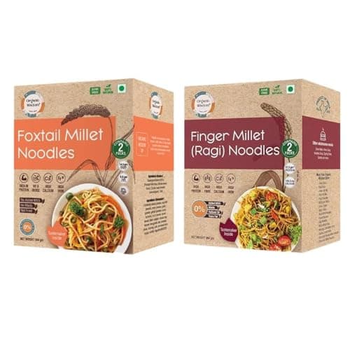 Organic Wisdom-Back to Roots Ragi & Foxtail Millet Noodles Combo Pack, 384g each |Tastemaker Inside | No Maida, MSG or Refined Oil|Rich in Calcium, Protein & Fiber|Healthy Instant Noodles