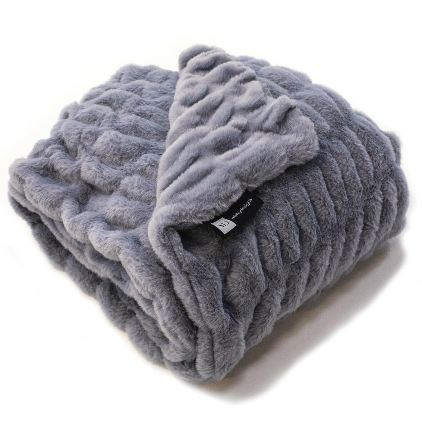 Minky Designs Ash Gray Minky Blanket Ultra Soft Faux Fur Throw Blanket for Couch Bed Home Fluffy Warm Luxurious Chic Collection XLarge 60x84