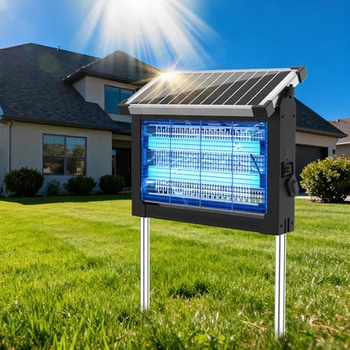 OnBeam Solar Bug Zapper Outdoor Mosquito Zapper Waterproof Electric Fly Zapper Rechargeable Mosquito Killer Lamp with 10W Solar Panel 4500V Cordless Fly Trap for Backyard Patio Garden RV Camping