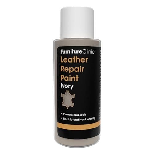 Furniture Clinic Leather Repair Paint | 2-in-1 Seal and Color | Use on Scratches, Tears, and Holes in Car Seats, Furniture | Quick and Easy Leather Repair Kit for Furniture (Ivory, 50ml / 1.7oz)