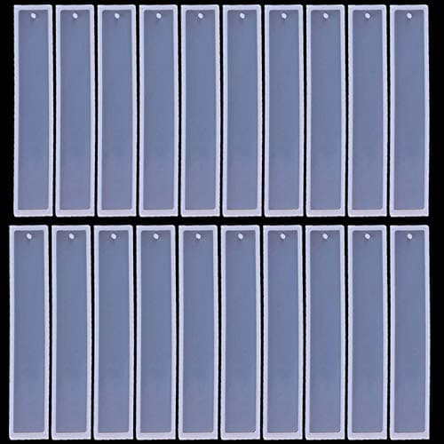 Uoeo 20 Pack Rectangle Silicone Bookmark Mold - DIY Epoxy Resin Making Mold (5.5 h)