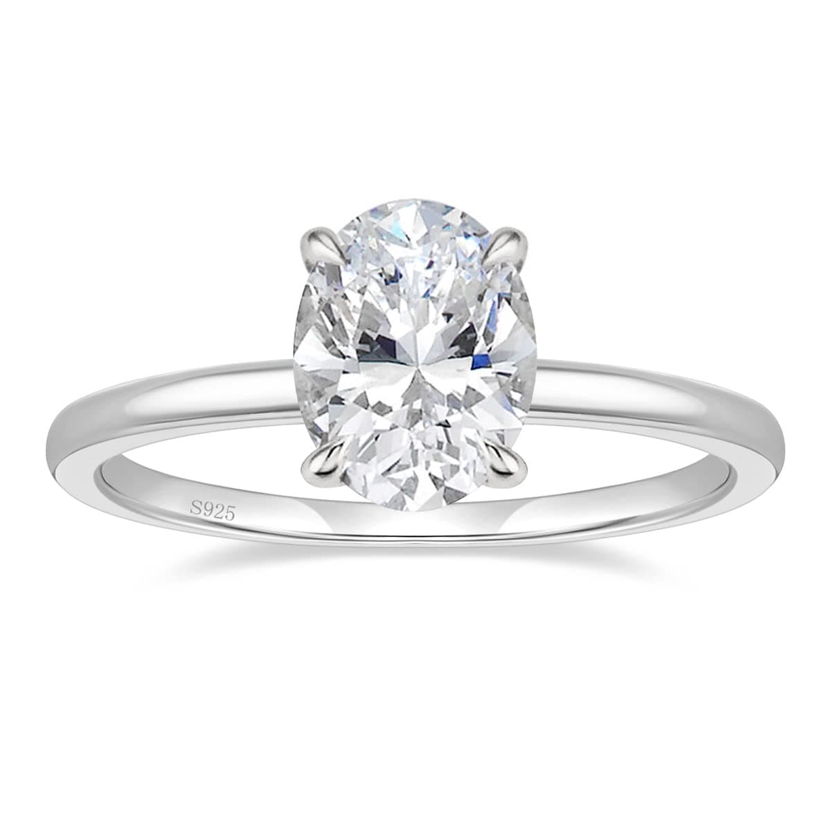 EAMTI 3CT 925 Sterling Silver Engagement Rings Oval Cut Solitaire Cubic Zirconia CZ Wedding Promise Rings for Her Wedding Bands for Women Size 8