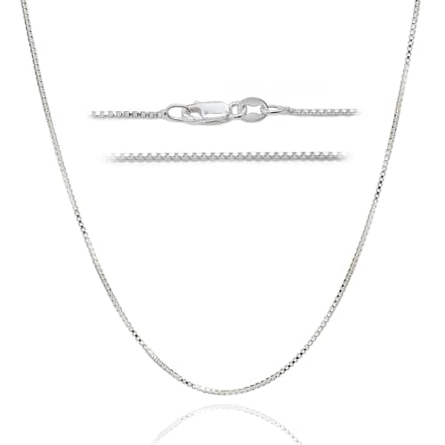 DSS 925 Sterling Silver Necklace for Women, Box Chain 1.5mm, Lobster Claw Clasps, Sterling Silver Chain, Italian Jewelry for Women, 24in