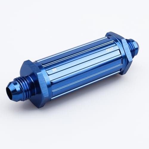 AC PERFORMANCE Aluminum AN6 Billet Inlet Fuel Filter Element InOut 6 AN 30 Micron Insert Inline Fuel Filter Fitting AdapterFull Length 9268 mm Blue