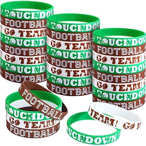 Blulu 30 Pieces Football Party Silicone Bracelets Rubber Wristbands Sport Themed Party Accessories Football Bracelet for Sport Theme Birthday Favors Gift Supplies