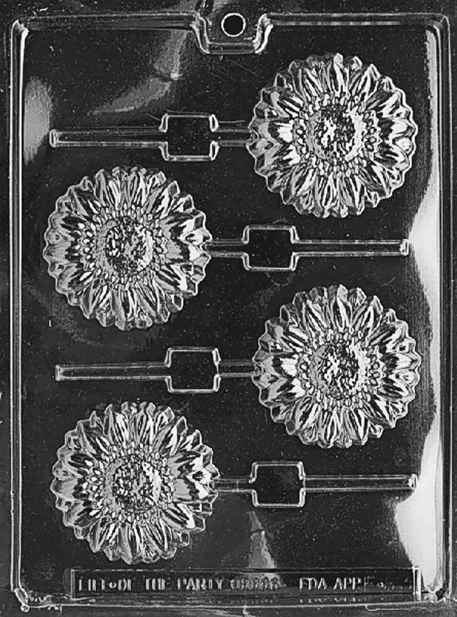 Grandmamas Goodies F083 Sunflower Lollipop Chocolate Candy Mold with Molding Instructions Included