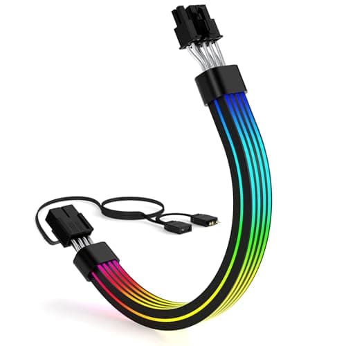 Sirlyr RGB 8 Pin PCIE Cable,Bright ARGB GPU Cables Extension for RTX 3060 4060 4070 Radeon RX 6600 580 Graphics Card Power Supply 5V3Pin PC Case Accessory Black