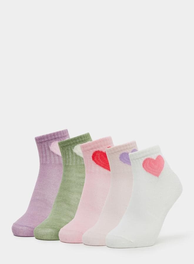 Styli Pack of 5 - Girls Heart Pattern Socks
